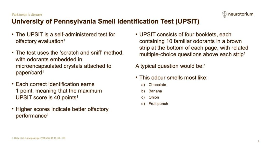 University of Pennsylvania Smell Identification Test (UPSIT)